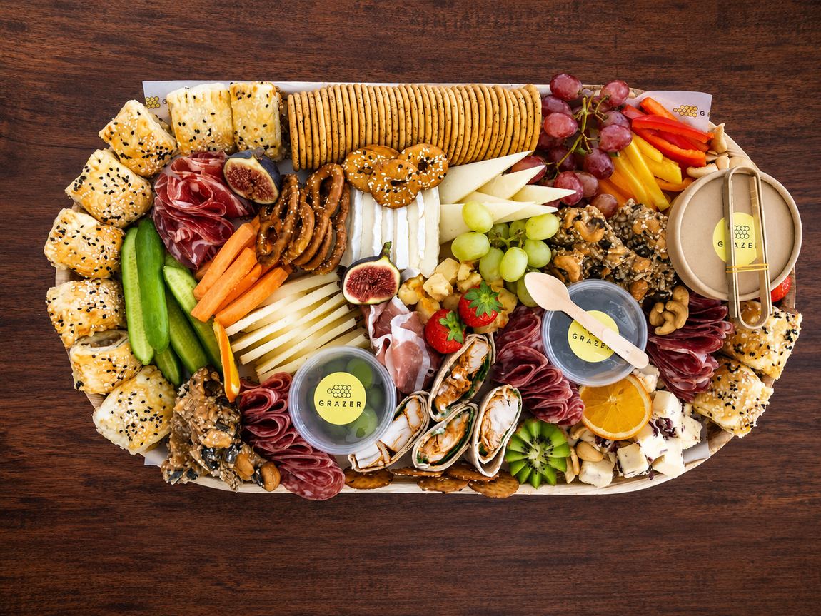 A finished graze board ready to deliver