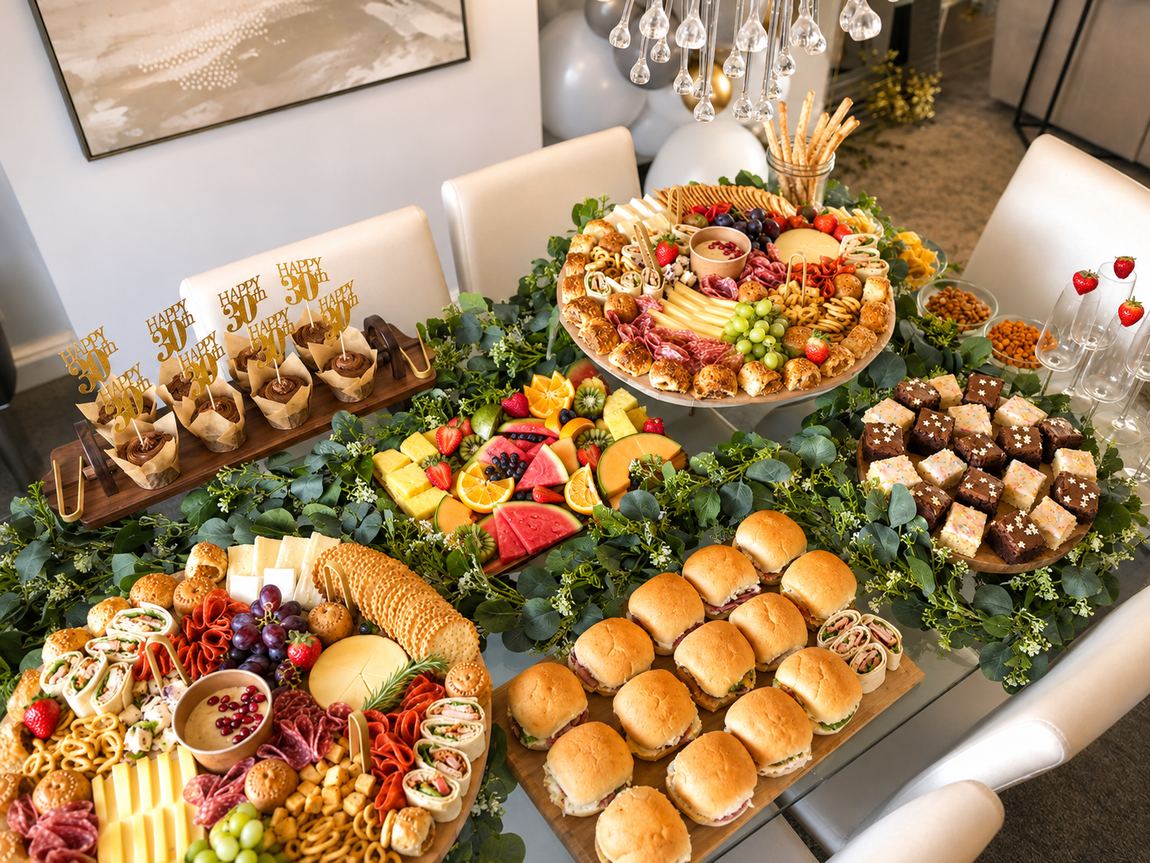 Grazing table set up for a party