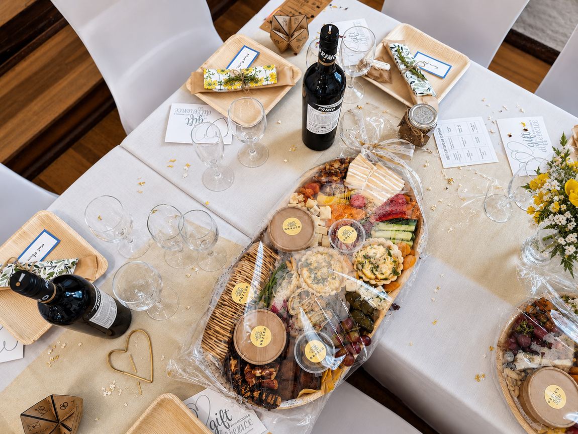 Wedding platters set out for the reception